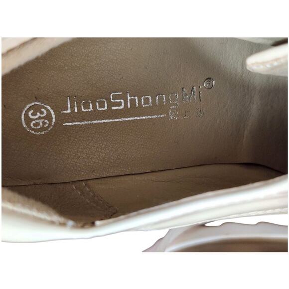 JiooShongMi sz 36, US 5.5 - 6 beige chunky platform shoes lightweight square toe - Picture 6 of 11